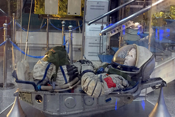 A man floating in Space with suits